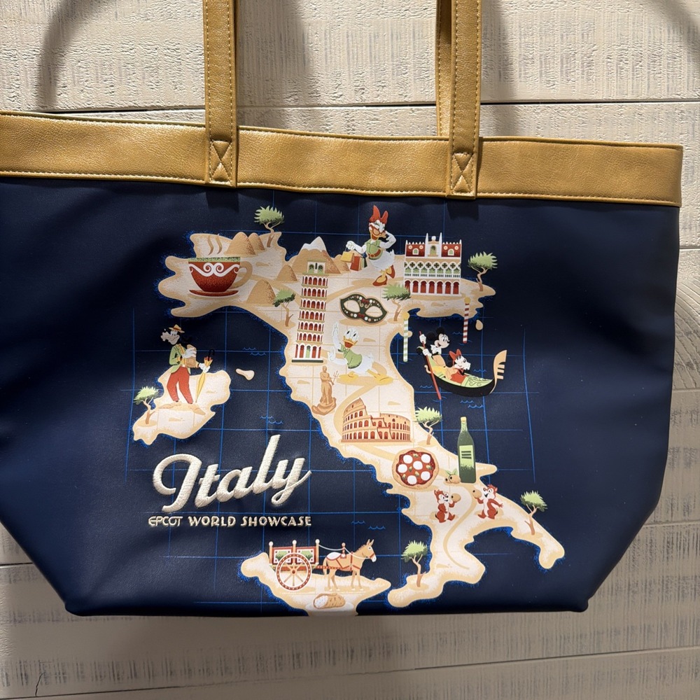 Disney Parks Epcot World Showcase Italy Pavilion Map Large Tote Bag Navy NWT - Picture 2 of 6